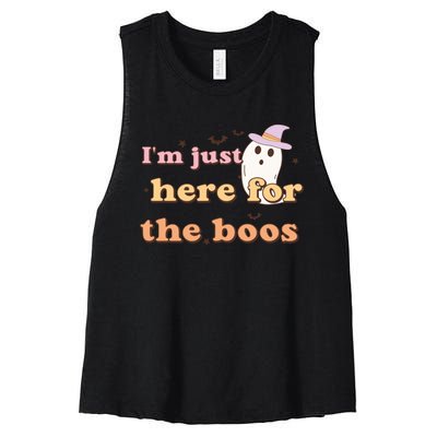 Im Just Here For The Boos Funny Gift Halloween Ghost Women's Racerback Cropped Tank