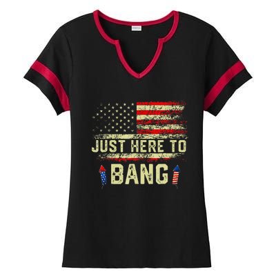 IM Just Here To Funny Bang 4th Of July Ladies Halftime Notch Neck Tee