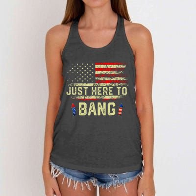 IM Just Here To Funny Bang 4th Of July Women's Knotted Racerback Tank