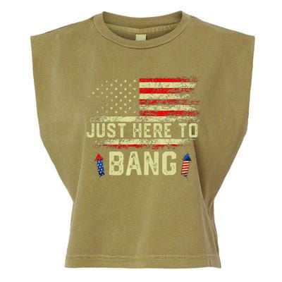 IM Just Here To Funny Bang 4th Of July Garment-Dyed Women's Muscle Tee