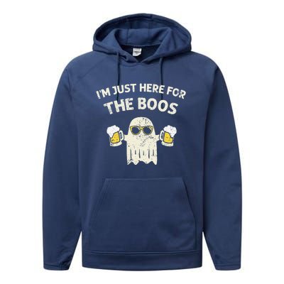 Im Just Here For The Boos Halloween Beer Lovers Drinking Performance Fleece Hoodie