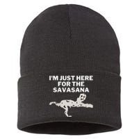 IM Just Here For Savasana Funny Yoga Dog Sustainable Knit Beanie