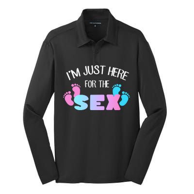 I'm Just Here For The Sex Gender Reveal Silk Touch Performance Long Sleeve Polo