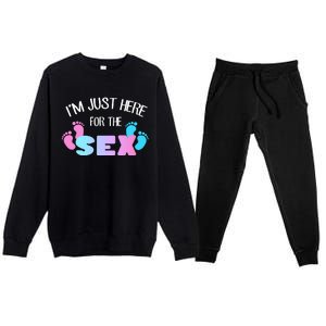 I'm Just Here For The Sex Gender Reveal Premium Crewneck Sweatsuit Set