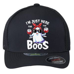 Im Just Here For The Boos Halloween Women Ghost Cute Funny Flexfit Unipanel Trucker Cap