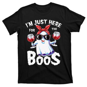 Im Just Here For The Boos Halloween Women Ghost Cute Funny T-Shirt