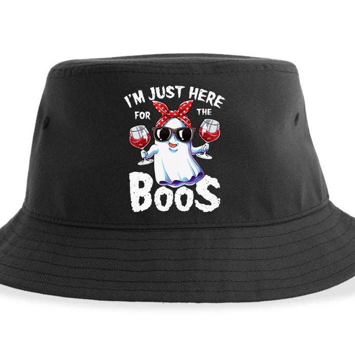 Im Just Here For The Boos Halloween Women Ghost Cute Funny Sustainable Bucket Hat