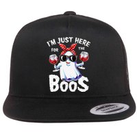 Im Just Here For The Boos Halloween Women Ghost Cute Funny Flat Bill Trucker Hat