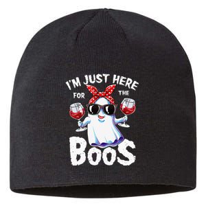 Im Just Here For The Boos Halloween Women Ghost Cute Funny Sustainable Beanie