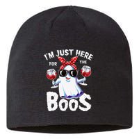 Im Just Here For The Boos Halloween Women Ghost Cute Funny Sustainable Beanie