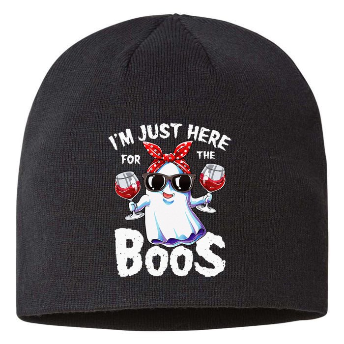 Im Just Here For The Boos Halloween Women Ghost Cute Funny Sustainable Beanie