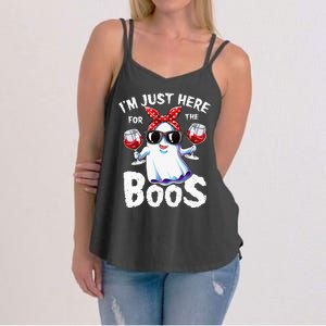 Im Just Here For The Boos Halloween Women Ghost Cute Funny Women's Strappy Tank