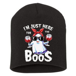 Im Just Here For The Boos Halloween Women Ghost Cute Funny Short Acrylic Beanie