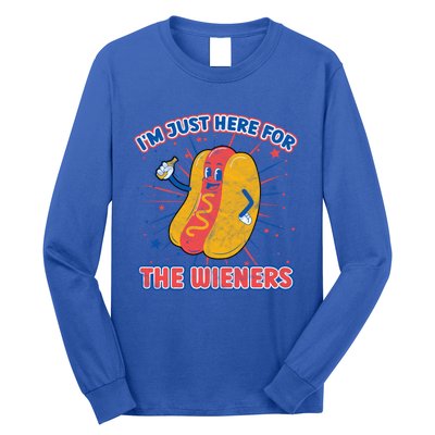 IM Just Here For The Wieners Hot Dog Patriotic 4th Of July Gift Long Sleeve Shirt