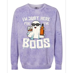 Im Just Here For The Boos Halloween Ghost Bourbon Whiskey Colorblast Crewneck Sweatshirt