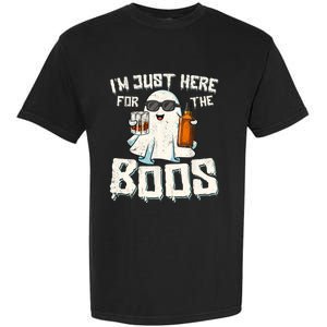 Im Just Here For The Boos Halloween Ghost Bourbon Whiskey Garment-Dyed Heavyweight T-Shirt