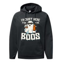 Im Just Here For The Boos Halloween Ghost Bourbon Whiskey Performance Fleece Hoodie