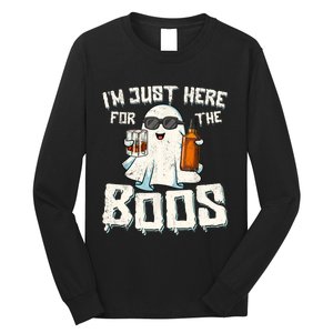 Im Just Here For The Boos Halloween Ghost Bourbon Whiskey Long Sleeve Shirt