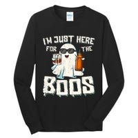 Im Just Here For The Boos Halloween Ghost Bourbon Whiskey Tall Long Sleeve T-Shirt