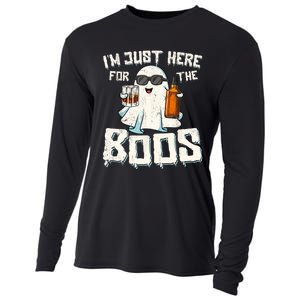 Im Just Here For The Boos Halloween Ghost Bourbon Whiskey Cooling Performance Long Sleeve Crew