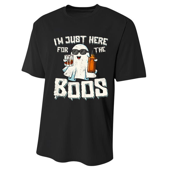 Im Just Here For The Boos Halloween Ghost Bourbon Whiskey Performance Sprint T-Shirt