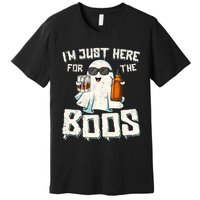 Im Just Here For The Boos Halloween Ghost Bourbon Whiskey Premium T-Shirt