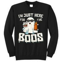 Im Just Here For The Boos Halloween Ghost Bourbon Whiskey Tall Sweatshirt