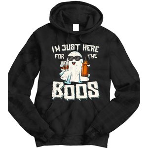 Im Just Here For The Boos Halloween Ghost Bourbon Whiskey Tie Dye Hoodie