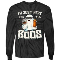 Im Just Here For The Boos Halloween Ghost Bourbon Whiskey Tie-Dye Long Sleeve Shirt