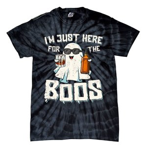 Im Just Here For The Boos Halloween Ghost Bourbon Whiskey Tie-Dye T-Shirt