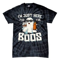 Im Just Here For The Boos Halloween Ghost Bourbon Whiskey Tie-Dye T-Shirt