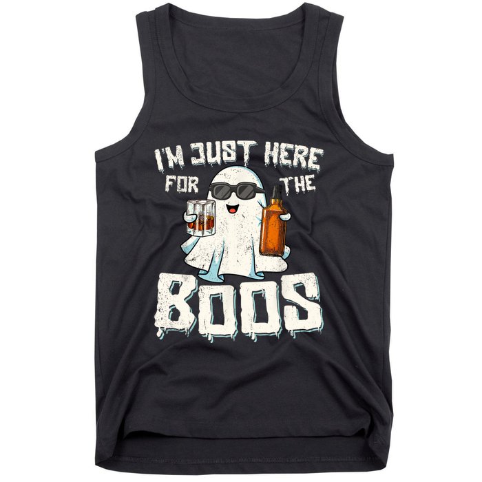 Im Just Here For The Boos Halloween Ghost Bourbon Whiskey Tank Top