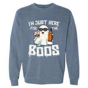 Im Just Here For The Boos Halloween Ghost Bourbon Whiskey Garment-Dyed Sweatshirt