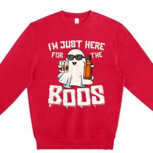 Im Just Here For The Boos Halloween Ghost Bourbon Whiskey Premium Crewneck Sweatshirt