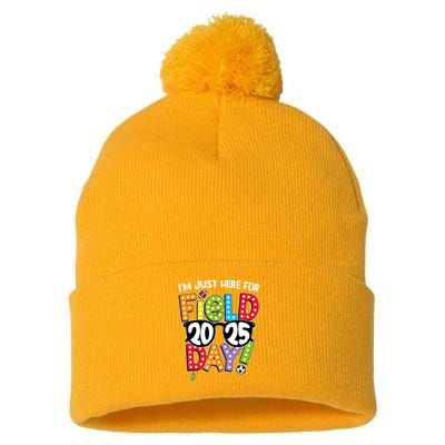 I'm Just Here For Field Day 2025 Games For Field Day 2025 Games Team Teacher  Pom Pom 12in Knit Beanie