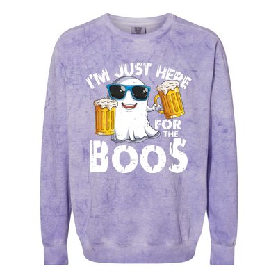 Im Just Here For The Boos Beer Ghost Halloween Colorblast Crewneck Sweatshirt