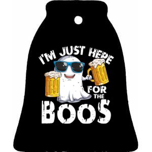 Im Just Here For The Boos Beer Ghost Halloween Ceramic Bell Ornament