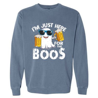 Im Just Here For The Boos Beer Ghost Halloween Garment-Dyed Sweatshirt