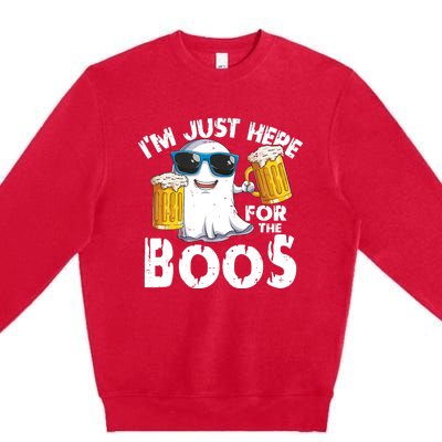 Im Just Here For The Boos Beer Ghost Halloween Premium Crewneck Sweatshirt