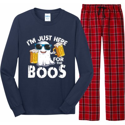 Im Just Here For The Boos Beer Ghost Halloween Long Sleeve Pajama Set