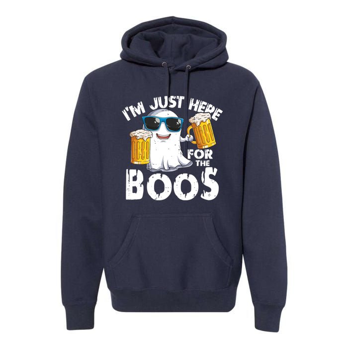 Im Just Here For The Boos Beer Ghost Halloween Premium Hoodie