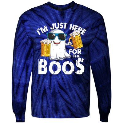 Im Just Here For The Boos Beer Ghost Halloween Tie-Dye Long Sleeve Shirt