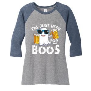 Im Just Here For The Boos Beer Ghost Halloween Women's Tri-Blend 3/4-Sleeve Raglan Shirt