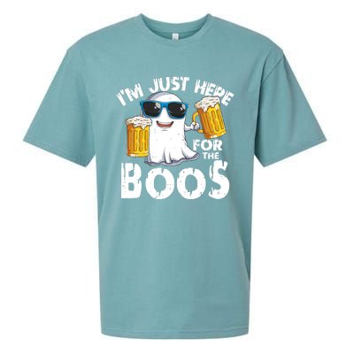 Im Just Here For The Boos Beer Ghost Halloween Sueded Cloud Jersey T-Shirt