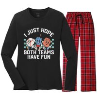 I Just Hope Both Teams Have Fun Or Baseball Women's Long Sleeve Flannel Pajama Set 