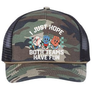 I Just Hope Both Teams Have Fun Or Baseball Retro Rope Trucker Hat Cap