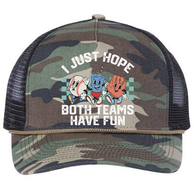 I Just Hope Both Teams Have Fun Or Baseball Retro Rope Trucker Hat Cap