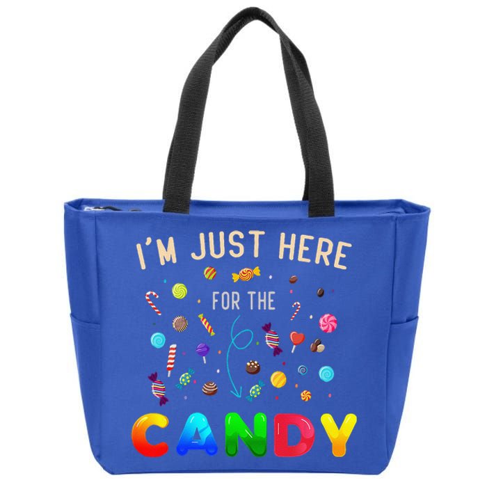 Im Just Here For The Candy Funny Halloween Candy Party Zip Tote Bag