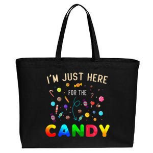 Im Just Here For The Candy Funny Halloween Candy Party Cotton Canvas Jumbo Tote