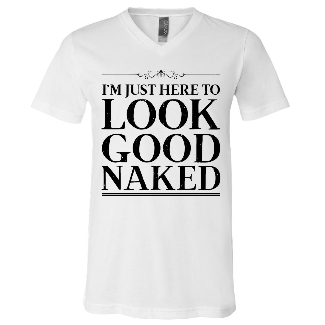 I'm Just Here To Look Good Naked Funny Humor V-Neck T-Shirt